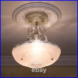 157b Vintage antique arT Deco Glass Shade Ceiling Light Lamp Fixture Chandelier