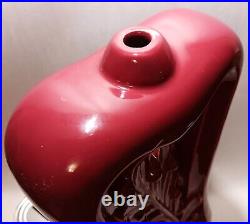 15 BIG burgundy ceramic table lamp vtg shawnee gonder pottery leaf berries art