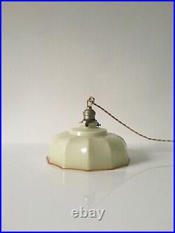 1930s Italian Art Deco Opaline Off White Glass Ceiling Lamp Shade Light Vintage