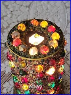 1960's Vintage MCM Crackled Marbles Table Lamp Night Light Tramp Folk Art 8.5T