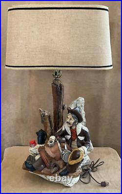 1982 Apsit Bros Of California White Art Studio 30 Vintage Table Lamp cowboy