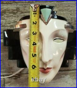 1985 Vintage Art Deco Vandor Designs Shadow Face Mask Wall Sconce Lamp Pelzman