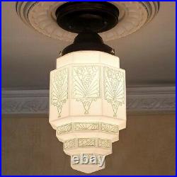 224b Vintage antique aRT DEco Ceiling Light Lamp Fixture Glass Shade pendant
