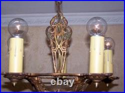 245b Vintage 1920's Ceiling Light lamp fixture iron chandelier art nouveau
