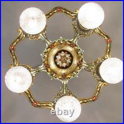 254b Vintage Antique 20s Ceiling Light lamp fixture chandelier art nouveau