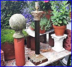 25 column lamp vtg roman greek table art sculpture antique gold classic spelter