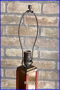 2 Chase Nessen Art Deco Machine Age Etched Copper Bakelite Table Lamp Vtg Modern