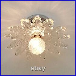 367b Vintage Antique arT Deco Starburst Ceiling Light Glass Shade Lamp fixture