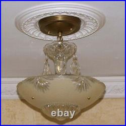 586 Vintage antique Glass Ceiling Light Lamp Fixture Chandelier art deco almond