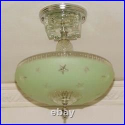 670 Vintage antique aRT Deco Ceiling Glass Shade Light Lamp Fixture nautical