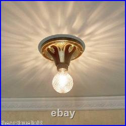 742 Vintage 20s 30s Ceiling Light Lamp fixture art nouveau polychrome 1 0f 5