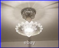 790 Vintage arT Deco Ceiling Light Lamp Fixture Glass Re-Wired