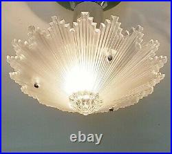 790z Vintage antique arT Deco Ceiling Light Glass shade Lamp Fixture Glass