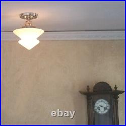 852 Vintage Antique art deco Ceiling Light Glass Shade Lamp Fixture hall bath