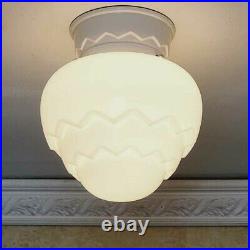 879b Vintage antique aRT DEco Ceiling Light Lamp Fixture Glass Shade Artichoke