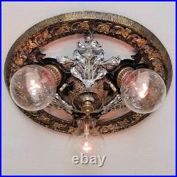 886b Vintage antique 30s Ceiling Light lamp fixture art nouveau chandelier