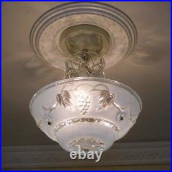 900 Vintage antique arT Deco Glass Shade Ceiling Light Lamp Fixture Chandelier