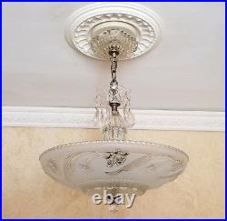 929 Vintage antique arT DEco Ceiling Light Lamp Fixture Chandelier 1 of 2