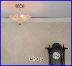 946b Vintage Antique aRT DEco Glass Shade Ceiling Light Fixture lamp Chandelier