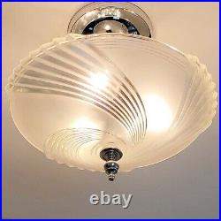 946b Vintage Antique aRT DEco Glass Shade Ceiling Light Fixture lamp Chandelier