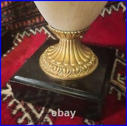 ALABASTER glow lamp vtg table art deco urn bakelite french italian gold marble