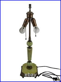 ANTIQUE VINTAGE ART DECO JADEITE SLAG GLASS TABLE LAMP J. J. Braze & Co N. Y. C
