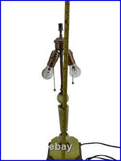 ANTIQUE VINTAGE ART DECO JADEITE SLAG GLASS TABLE LAMP J. J. Braze & Co N. Y. C