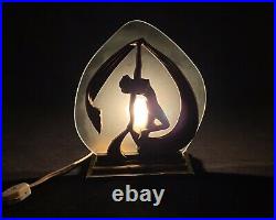 ART DECO Figural Nude Dancer Boudoir Lamp Night Light Gold Gilding 7 1/4