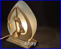 ART DECO Figural Nude Dancer Boudoir Lamp Night Light Gold Gilding 7 1/4