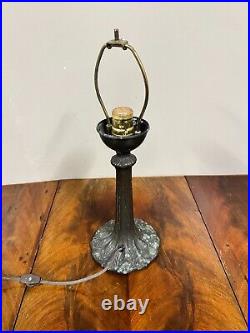 A Vintage Arts and Crafts Style Glass and Shell Metal Table Lamp