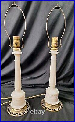 Aladdin alacite lamps vintage, set of 2, working, Cream Opal Color, Stick Lamps