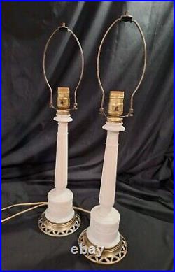 Aladdin alacite lamps vintage, set of 2, working, Cream Opal Color, Stick Lamps