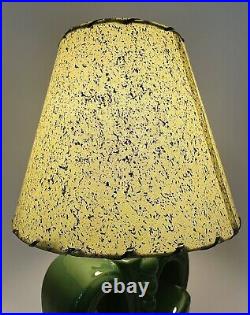 Antique Art Deco Geometric Retro Glazed Ceramic Accent Table Desk Lamp Light Vtg