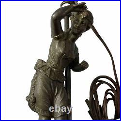 Antique Art Nouveau Antique Art Deco Woman Figural Lamp French 13 High Vintage