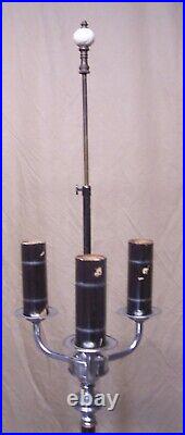 Antique Floor Lamp Vtg Light Art Deco Marble Nickel Iron Brass Rewired USA #R76