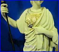 Antique Porcelain Greek Roman Soldier Lamps Art Deco Neoclassical Lady Pair VTG