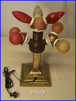 Antique Steampunk Lamp Benjamin Vtg Mission Art Brass Light Bulb USA #P79