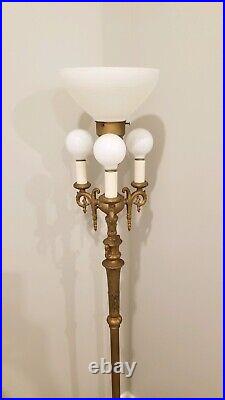 Antique VTG Floor Lamp Torchiere Candelabra 59 Tall 4 Lights A Beauty Decor Art