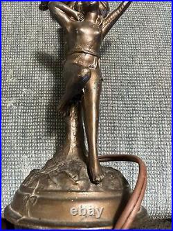 Antique Vintage Art Deco Nude Lady Woman Girl Pinup Figural Table Lamp 14