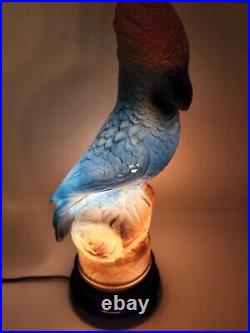 Antique/Vintage Large Tiffin Art Deco Glass Parrot Vanity Boudoir Lamp