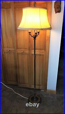 Antique Vintage Victorian Art Nouveau Floor Lamp, cast Iron & Brass, Very Ornate