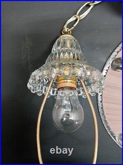 Antique/Vtg 1930s-40s Art Deco Chandelier Glass Ceiling Light Lamp Fixture