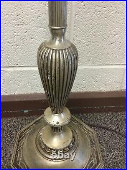 Antique Vtg Art Deco Greek Key Silver Floor Lamp Colonial Premier Chicago 53.5
