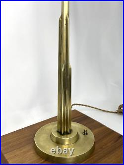 Antique Vtg Art Deco Jules Bouy Brass Table Lamp Modernist Skyscraper 1920s 30s