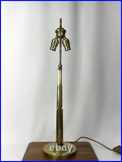 Antique Vtg Art Deco Jules Bouy Brass Table Lamp Modernist Skyscraper 1920s 30s
