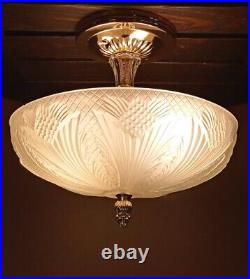 Antique/Vtg Art Deco Nouveau Victorian Glass & Gold Ceiling Light/Lamp Fixture