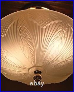 Antique/Vtg Art Deco Nouveau Victorian Glass & Gold Ceiling Light/Lamp Fixture