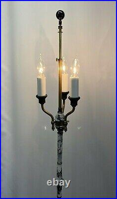 Antique Vtg Art Deco Victorian BAKELITE Floor Lamp 3 Arm Bouillotte Black, White