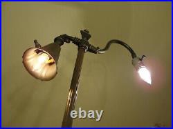 Antique Vtg Art Deco Victorian Floor Bridge Lamp Dual Bulb 2-Light Brass