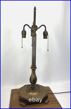 Antique Vtg Arts Crafts Nouveau Deco Table Lamp FOR Tiffany Stained Glass Shade